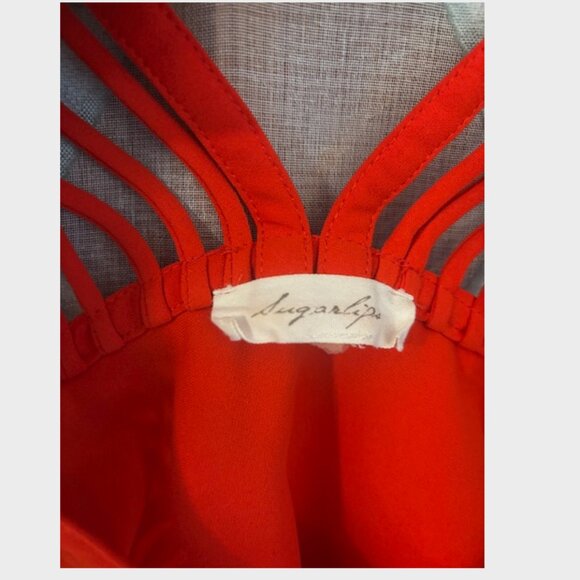 Red Sugarlips Party Sleeveless Top with Spaghetti Detail - Picture 5 of 6